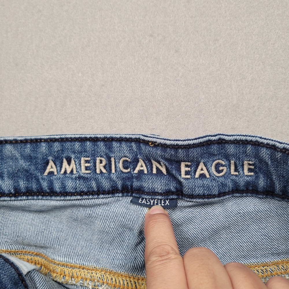 American Eagle Mens Slim Bootcut Easyflex Distressed Blue Jeans 33x32 - Picture 3 of 14